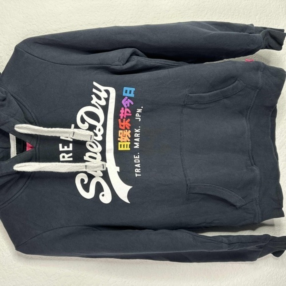 Superdry Sweatshirt Womens Size 8 Black Long Sleeve Hoodie Casual Streetwear - Picture 3 of 8